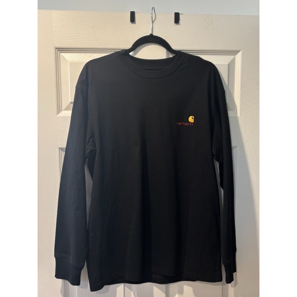 CARHARTT WIP Black T-Shirt Size Medium Long Sleeve American Script NEW WITH TAGS